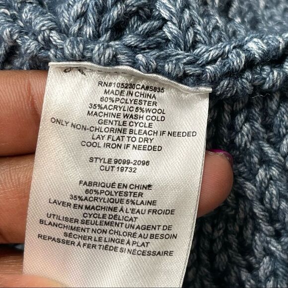 Current Elliott Blue Cable Knit Fringe Sweater Open Front, New w/ Tags, Size 0 - Picture 11 of 12